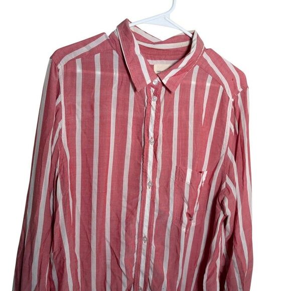 American Eagle Shirt Women's Large Striped Button Up Oversized Pocket Shirt - Picture 2 of 9